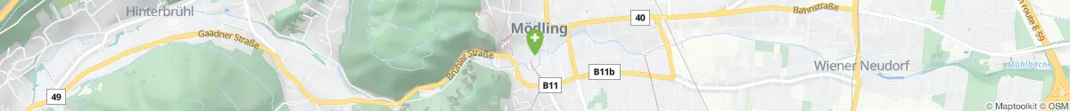 Map representation of the location for Alte Stadtapotheke Mödling "Zum heiligen Othmar" in 2340 Mödling